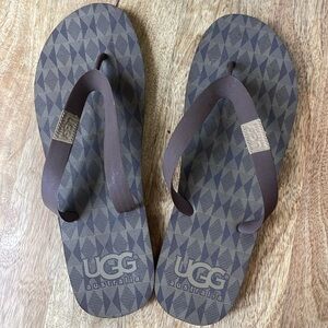 UGG Australia men’s flip sandals , brown and beige-NEW